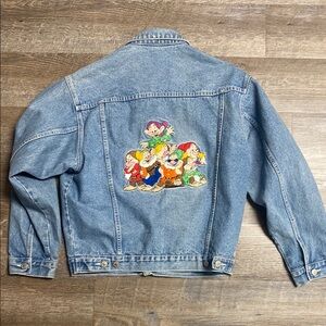 Vintage Women’s Disney 7 Dwarves Large Denim Jacket with Embroidery